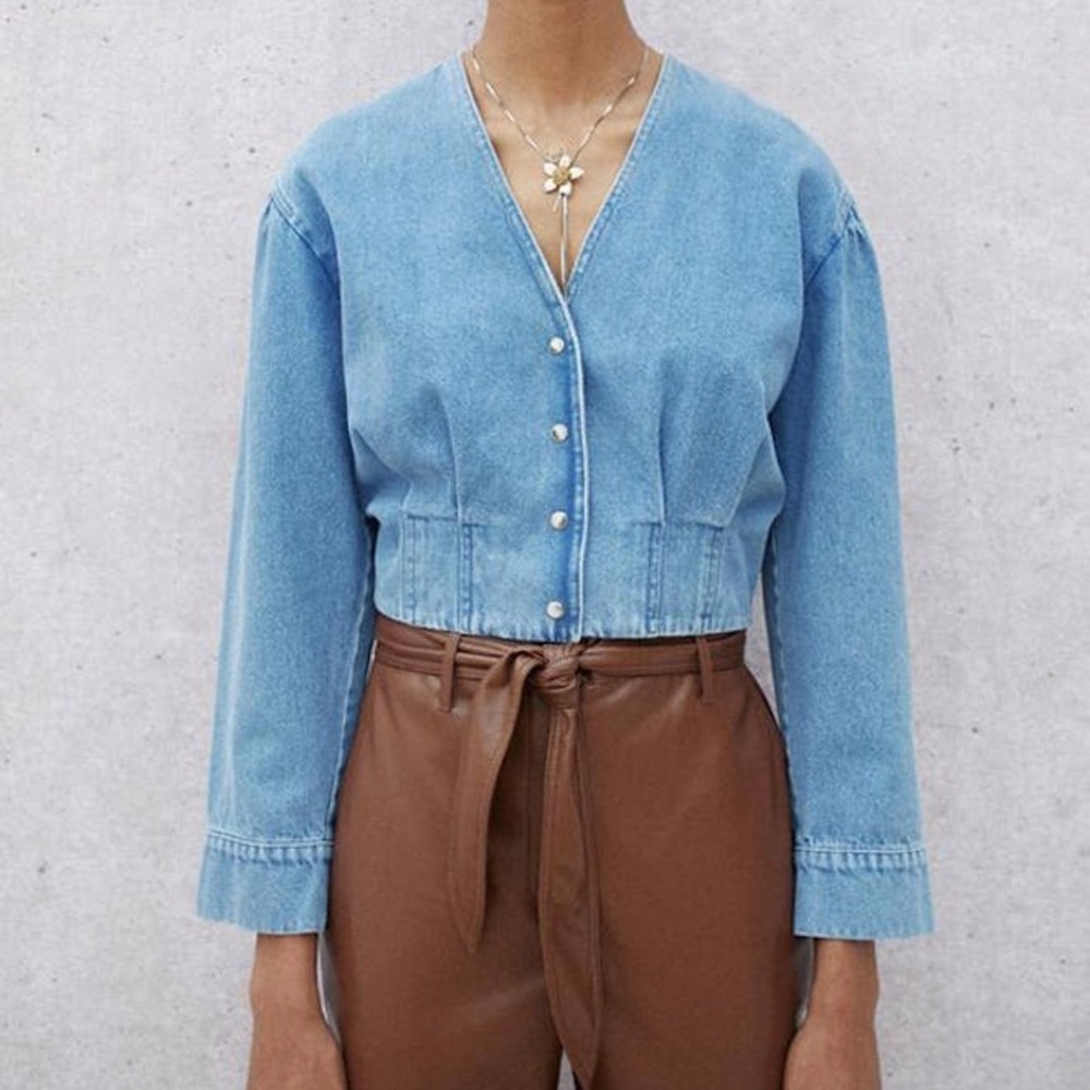 Nanushka Light Blue Eliana Denim Blouson